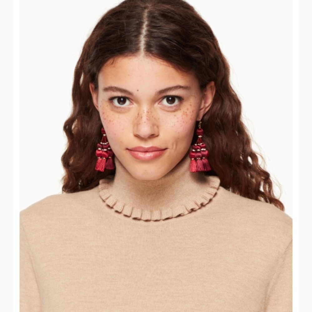 Kate’s Spade ♠️ NWT Dark Red Tassel Earrings - Picture 4 of 7